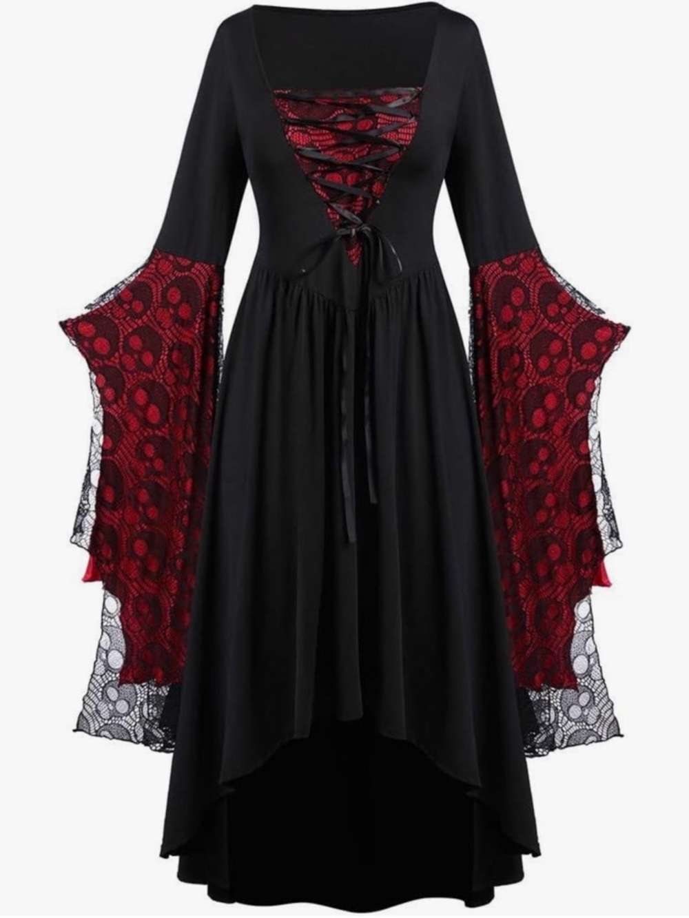 ✨ Women’s Gothic Skull Lace Dress – Victorian Renaissance Style ✨🖤